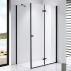 Stuxi Verona Black 120x100 aszimmetrikus csuklóajtós zuhanykabin 6 mm vízlepergető biztonsági üveggel, fekete