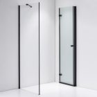 Stuxi Verona Black 120x100 aszimmetrikus csuklóajtós zuhanykabin 6 mm vízlepergető biztonsági üveggel, fekete