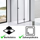 Stuxi Verona Black 120x100 aszimmetrikus csuklóajtós zuhanykabin 6 mm vízlepergető biztonsági üveggel, fekete
