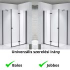 Stuxi Verona Black 120x100 aszimmetrikus csuklóajtós zuhanykabin 6 mm vízlepergető biztonsági üveggel, fekete