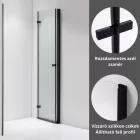 Stuxi Verona Black 80 cm széles csukló zuhanyajtó, 6 mm vízlepergető üveggel, fekete profillal