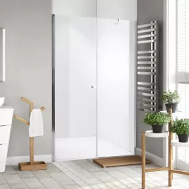   Stuxi Bari Fix 140 cm (70+70) széles nyíló zuhanyajtó fix fallal, 6 mm vízlepergető üveggel, króm profillal, 195 cm magas