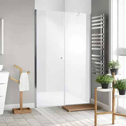 Stuxi Bari Fix 140 cm (70+70) széles nyíló zuhanyajtó fix fallal, 6 mm vízlepergető üveggel, króm profillal, 195 cm magas