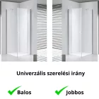 Stuxi Verona 70x70 cm szögletes csuklóajtós zuhanykabin, 6 mm vízlepergető üveggel, króm elemekkel