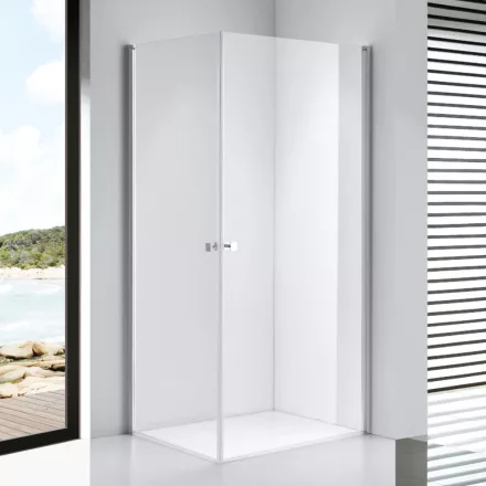 Stuxi Bari Duo 70x80 aszimmetrikus 2 nyíló ajtós zuhanykabin 6 mm vízlepergető biztonsági üveggel, króm