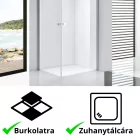 Stuxi Bari Duo 70x80 aszimmetrikus 2 nyíló ajtós zuhanykabin 6 mm vízlepergető biztonsági üveggel, króm