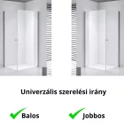Stuxi Bari Duo 70x80 aszimmetrikus 2 nyíló ajtós zuhanykabin 6 mm vízlepergető biztonsági üveggel, króm