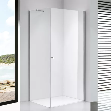 Stuxi Bari 80x70 aszimmetrikus nyílóajtós zuhanykabin 6 mm vízlepergető biztonsági üveggel, króm