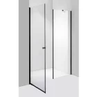 Stuxi Bari Fix Black 140 cm (70+70) széles nyíló zuhanyajtó fix fallal, 6 mm vízlepergető üveggel, matt fekete profillal, 195 cm magas