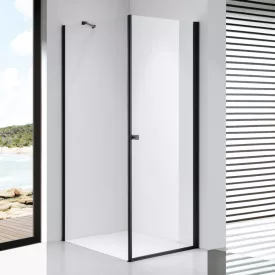   Stuxi Bari Black 70x80 aszimmetrikus nyílóajtós zuhanykabin 6 mm vízlepergető biztonsági üveggel, matt fekete