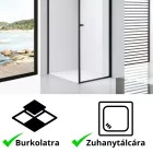 Stuxi Bari Black 70x80 aszimmetrikus nyílóajtós zuhanykabin 6 mm vízlepergető biztonsági üveggel, matt fekete