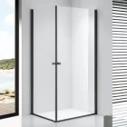 Stuxi Bari Duo Black 70x80 aszimmetrikus 2 nyíló ajtós zuhanykabin 6 mm vízlepergető biztonsági üveggel, matt fekete