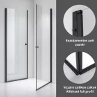 Stuxi Bari Duo Black 70x80 aszimmetrikus 2 nyíló ajtós zuhanykabin 6 mm vízlepergető biztonsági üveggel, matt fekete