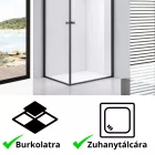 Stuxi Bari Duo Black 70x80 aszimmetrikus 2 nyíló ajtós zuhanykabin 6 mm vízlepergető biztonsági üveggel, matt fekete