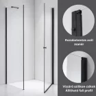 Stuxi Bari Black 80x70 aszimmetrikus nyílóajtós zuhanykabin 6 mm vízlepergető biztonsági üveggel, matt fekete