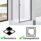 Stuxi Bari Black 80x70 aszimmetrikus nyílóajtós zuhanykabin 6 mm vízlepergető biztonsági üveggel, matt fekete