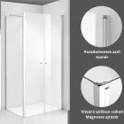 Stuxi Verona 70x70 cm szögletes csuklóajtós zuhanykabin, 6 mm vízlepergető üveggel, króm elemekkel