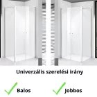 Stuxi Verona 70x70 cm szögletes csuklóajtós zuhanykabin, 6 mm vízlepergető üveggel, króm elemekkel
