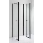 Stuxi Roma Black 80x80 falsíkra szerelhető 3 oldalú kétszárnyú nyílóajtós zuhanykabin 6 mm vízlepergető biztonsági üveggel, matt fekete elemekkel, 195 cm magas