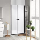 Stuxi Roma Black 90 cm széles kétszárnyú nyíló zuhanyajtó, 6 mm vízlepergető üveggel, matt fekete profillal, 195 cm magas