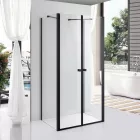 Stuxi Roma Black 80x110 falsíkra szerelhető 3 oldalú kétszárnyú nyílóajtós zuhanykabin 6 mm vízlepergető biztonsági üveggel, matt fekete elemekkel, 195 cm magas