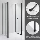 Stuxi Roma Black 100x120 falsíkra szerelhető 3 oldalú kétszárnyú nyílóajtós zuhanykabin 6 mm vízlepergető biztonsági üveggel, matt fekete elemekkel, 195 cm magas