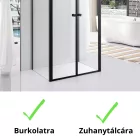 Stuxi Roma Black 80x110 falsíkra szerelhető 3 oldalú kétszárnyú nyílóajtós zuhanykabin 6 mm vízlepergető biztonsági üveggel, matt fekete elemekkel, 195 cm magas