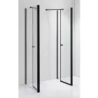 Stuxi Roma Black 100x120 falsíkra szerelhető 3 oldalú kétszárnyú nyílóajtós zuhanykabin 6 mm vízlepergető biztonsági üveggel, matt fekete elemekkel, 195 cm magas