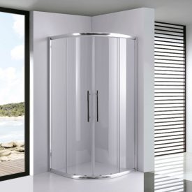   Stuxi Nizza 80x80 cm íves két tolóajtós zuhanykabin 6 mm vízlepergető biztonsági üveggel, króm elemekkel, 190 cm magas, zuhanytálcával és szifonnal