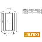 Stuxi Nizza 80x80 cm íves két tolóajtós zuhanykabin 6 mm vízlepergető biztonsági üveggel, króm elemekkel, 190 cm magas, zuhanytálcával és szifonnal