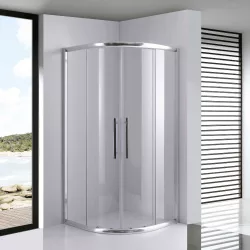   Stuxi Nizza 90x90 cm íves két tolóajtós zuhanykabin 6 mm vízlepergető biztonsági üveggel, króm elemekkel, 190 cm magas
