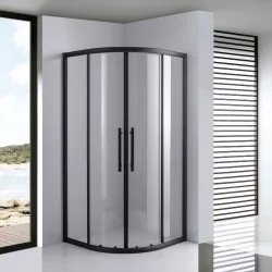   Stuxi Nizza Black 80x80 cm íves két tolóajtós zuhanykabin 6 mm vízlepergető biztonsági üveggel, fekete elemekkel, 190 cm magas
