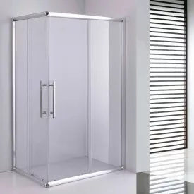 Stuxi Nizza 100x80 cm aszimmetrikus két tolóajtós zuhanykabin 6 mm vízlepergető biztonsági üveggel, króm elemekkel, 190 cm magas