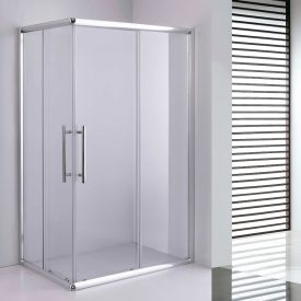   Stuxi Nizza 100x80 cm aszimmetrikus két tolóajtós zuhanykabin 6 mm vízlepergető biztonsági üveggel, króm elemekkel, 190 cm magas