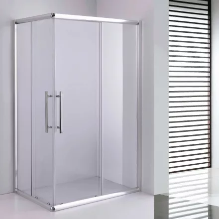 Stuxi Nizza 120x80 cm aszimmetrikus két tolóajtós zuhanykabin 6 mm vízlepergető biztonsági üveggel, króm elemekkel, 190 cm magas