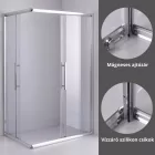 Stuxi Nizza 120x80 cm aszimmetrikus két tolóajtós zuhanykabin 6 mm vízlepergető biztonsági üveggel, króm elemekkel, 190 cm magas