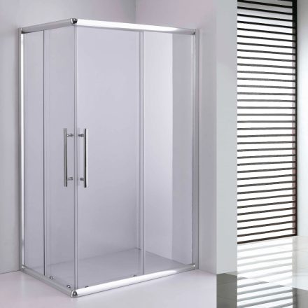 Stuxi Nizza 120x80 cm aszimmetrikus két tolóajtós zuhanykabin 6 mm vízlepergető biztonsági üveggel, króm elemekkel, 190 cm magas