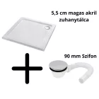 Stuxi Nizza 90x90 cm szögletes két tolóajtós zuhanykabin 6 mm vízlepergető biztonsági üveggel, króm elemekkel, 190 cm magas, zuhanytálcával és szifonnal