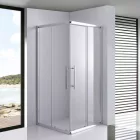 Stuxi Nizza 100x100 cm szögletes két tolóajtós zuhanykabin 6 mm vízlepergető biztonsági üveggel, króm elemekkel, 190 cm magas
