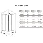 Stuxi Nizza Black 120x80 cm aszimmetrikus két tolóajtós zuhanykabin 6 mm vízlepergető biztonsági üveggel, fekete elemekkel, 190 cm magas, zuhanytálcával és szifonnal