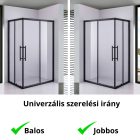 Stuxi Nizza Black 120x80 cm aszimmetrikus két tolóajtós zuhanykabin 6 mm vízlepergető biztonsági üveggel, fekete elemekkel, 190 cm magas, zuhanytálcával és szifonnal