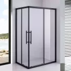 Stuxi Nizza Black120x90 cm aszimmetrikus két tolóajtós zuhanykabin 6 mm vízlepergető biztonsági üveggel, fekete elemekkel, 190 cm magas, zuhanytálcával, szifonnal