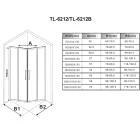 Stuxi Nizza Black120x90 cm aszimmetrikus két tolóajtós zuhanykabin 6 mm vízlepergető biztonsági üveggel, fekete elemekkel, 190 cm magas, zuhanytálcával, szifonnal