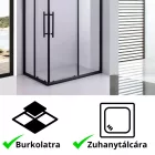 Stuxi Nizza Black120x90 cm aszimmetrikus két tolóajtós zuhanykabin 6 mm vízlepergető biztonsági üveggel, fekete elemekkel, 190 cm magas, zuhanytálcával, szifonnal
