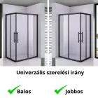 Stuxi Nizza Black120x90 cm aszimmetrikus két tolóajtós zuhanykabin 6 mm vízlepergető biztonsági üveggel, fekete elemekkel, 190 cm magas, zuhanytálcával, szifonnal