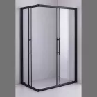 Stuxi Nizza Black120x90 cm aszimmetrikus két tolóajtós zuhanykabin 6 mm vízlepergető biztonsági üveggel, fekete elemekkel, 190 cm magas, zuhanytálcával, szifonnal