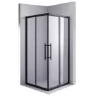 Stuxi Nizza Black 100x100 cm szögletes két tolóajtós zuhanykabin 6 mm vízlepergető biztonsági üveggel, fekete elemekkel, 190 cm magas, zuhanytálcával és szifonnal