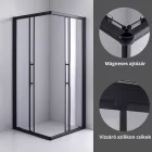 Stuxi Nizza Black 100x100 cm szögletes két tolóajtós zuhanykabin 6 mm vízlepergető biztonsági üveggel, fekete elemekkel, 190 cm magas, zuhanytálcával és szifonnal