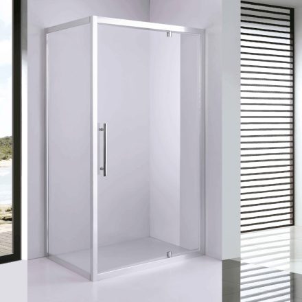 Stuxi Torino 120x80 aszimmetrikus szögletes nyílóajtós zuhanykabin 6 mm vízlepergető biztonsági üveggel, króm elemekkel, 200 cm magas