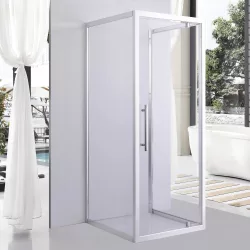   Stuxi Torino 70x80 falsíkra szerelhető 3 oldalú nyílóajtós zuhanykabin 6 mm vízlepergető biztonsági üveggel, króm elemekkel, 200 cm magas
